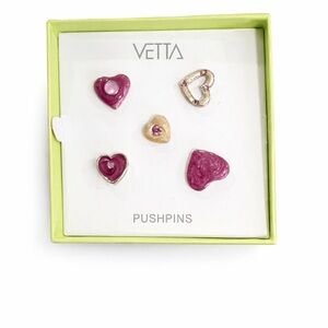 VETTA Pink Heart Push Pins Set – Decorative Desk Accessories NWOT